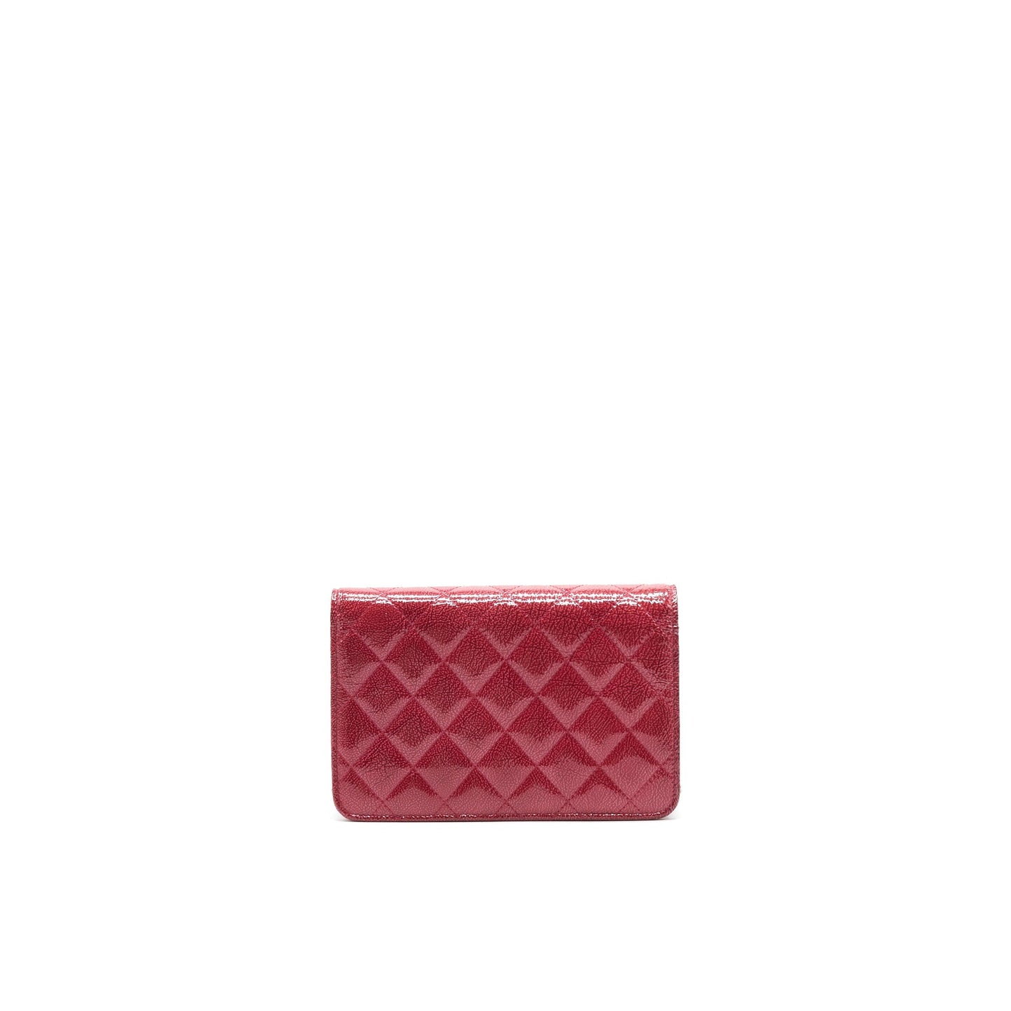 CHANEL WALLET ON CHAIN PATENT LEATHER RED