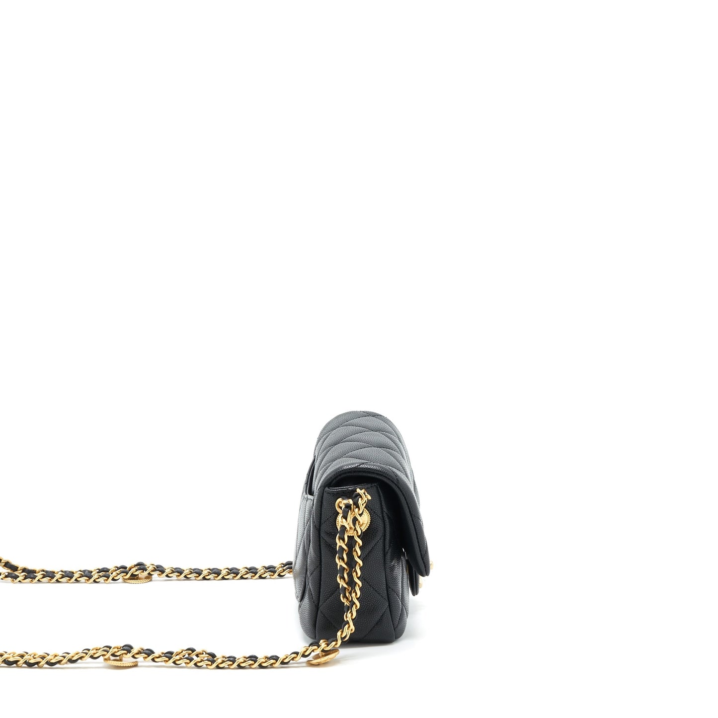 Chanel 22A Small Flap Bag Caviar Black Brushed  (Microchip)
