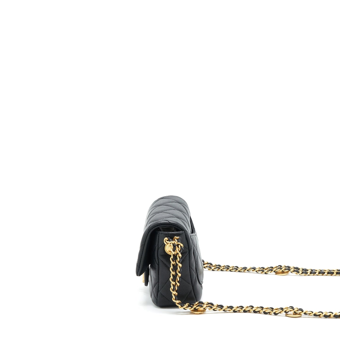 Chanel 22A Small Flap Bag Caviar Black Brushed  (Microchip)