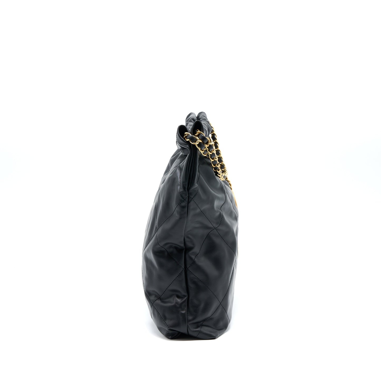 Chanel 22 Bag Medium Shiny Calfskin Black  (Microchip)