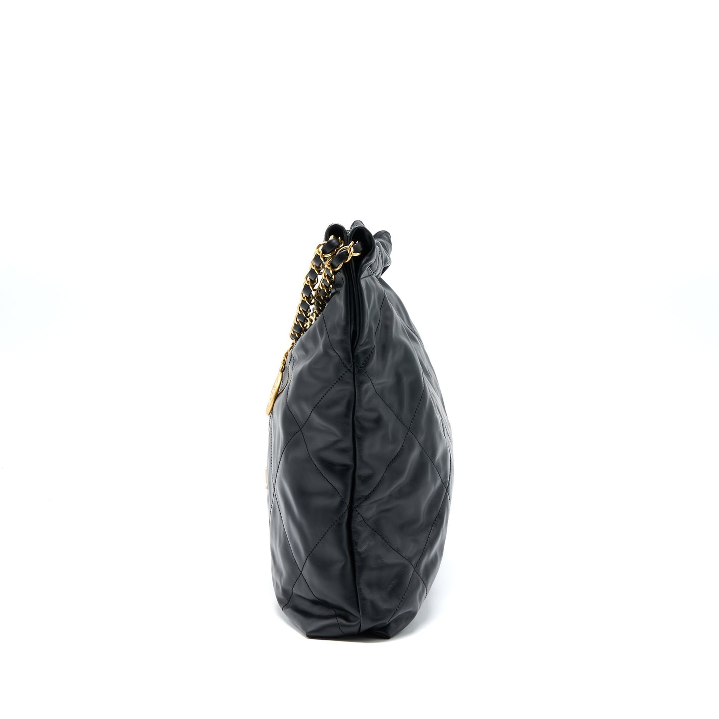 Chanel 22 Bag Medium Shiny Calfskin Black  (Microchip)