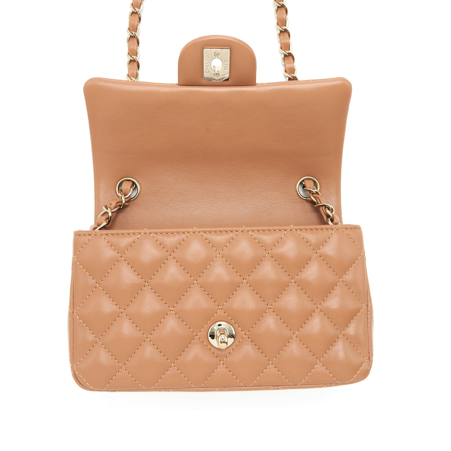 Chanel 22s Mini Rectangular Bag Lambskin Caramel L