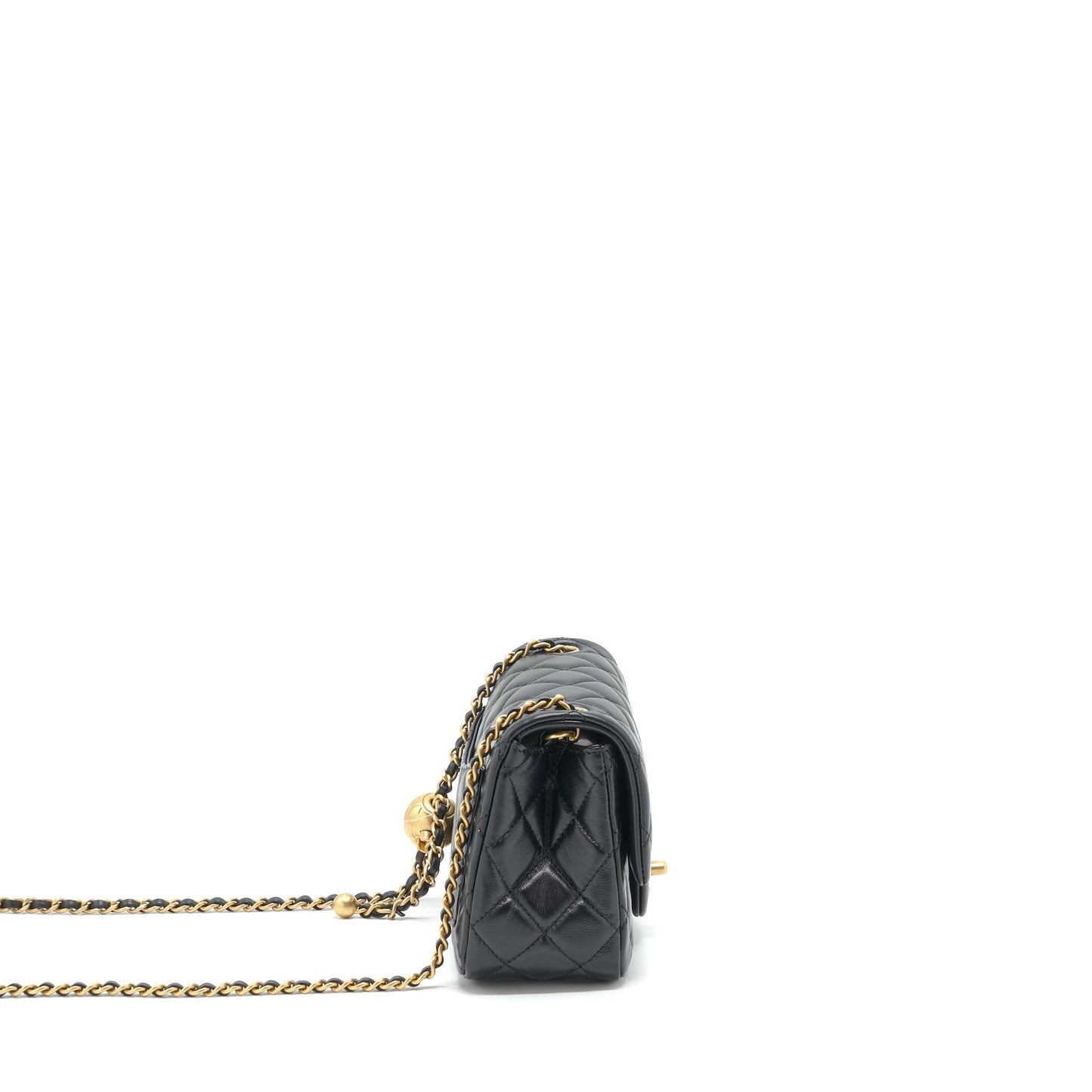 Chanel Pearl Crush Mini Square Lambskin Black Brushed