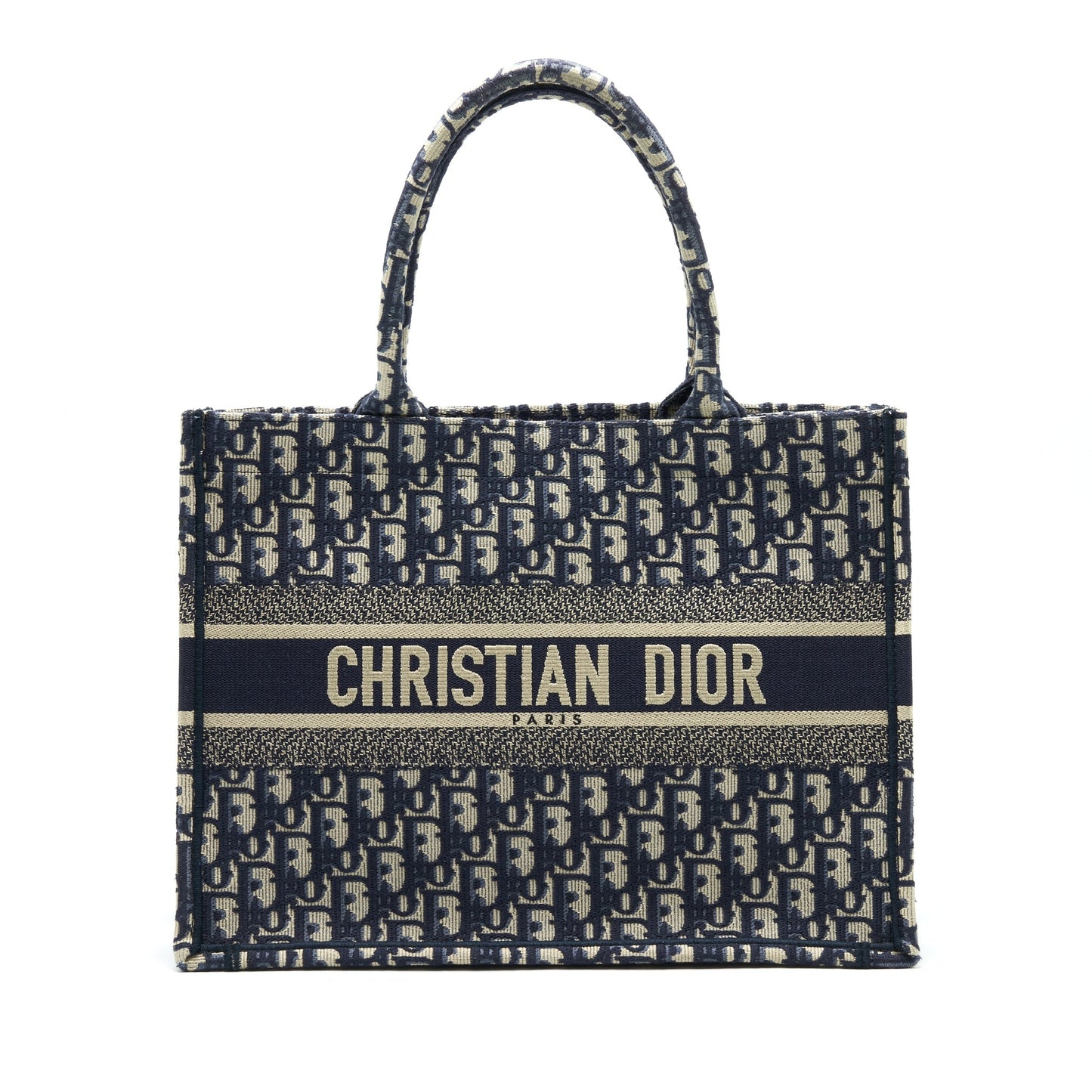 Dior Small Booktote Purse Blue Oblique Embroidery