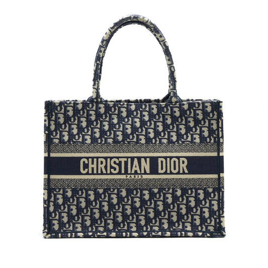 Dior Small Booktote Purse Blue Oblique Embroidery