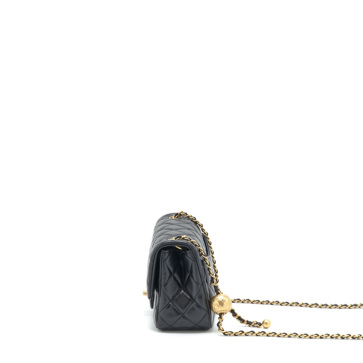 Chanel Pearl Crush Mini Square Lambskin Black Brushed