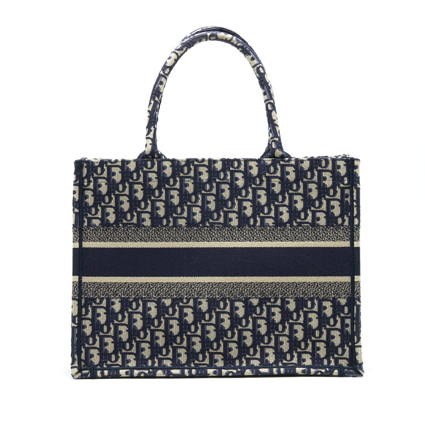 Dior Small Booktote Purse Blue Oblique Embroidery