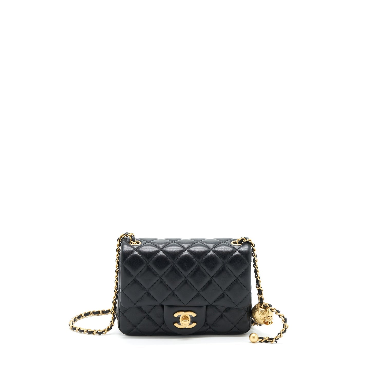 Chanel Pearl Crush Mini Square Lambskin Black Brushed