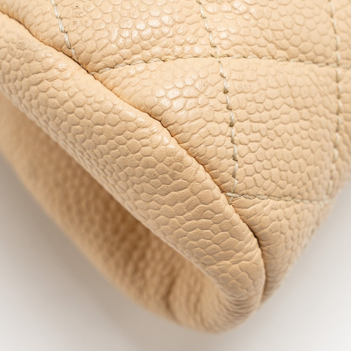 Chanel timeless kisslock clutch caviar beige