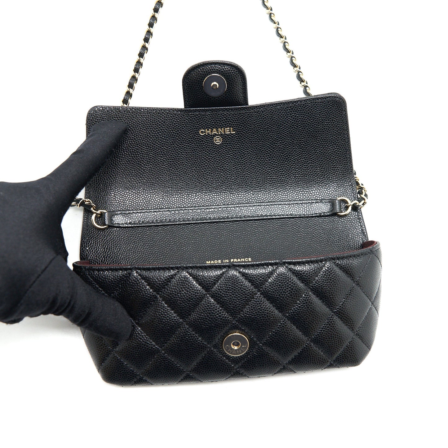 Chanel mini Glass case bag caviar black L