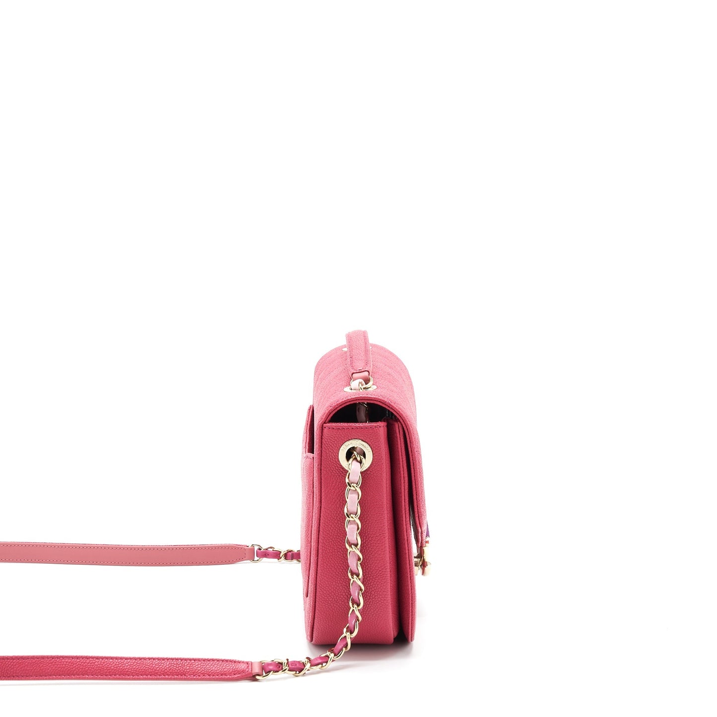Chanel Seasonal Messenger Crossbody Bag Caviar Pink L