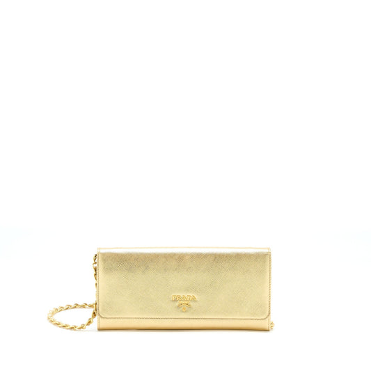Prada Mini Wallet On Chain Gold