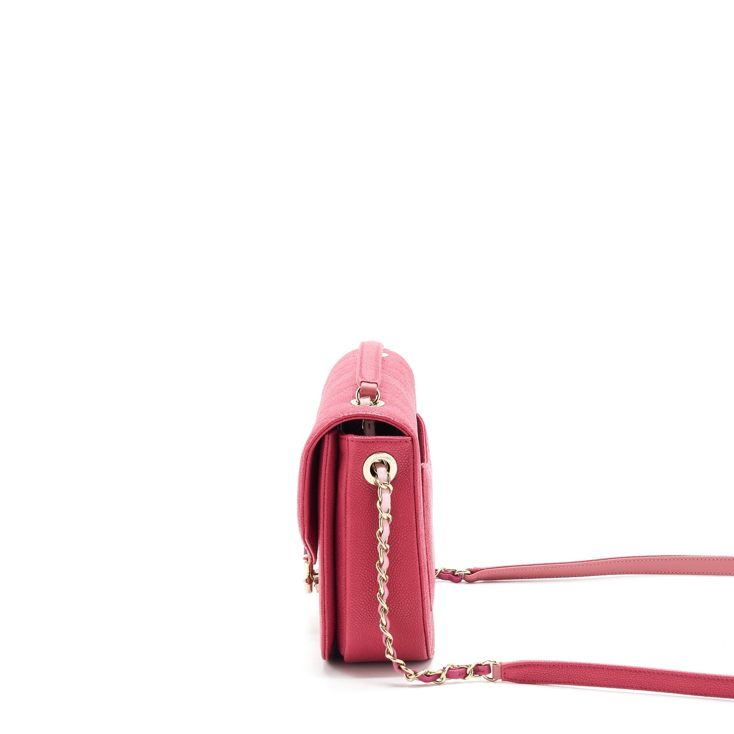 Chanel Seasonal Messenger Crossbody Bag Caviar Pink L
