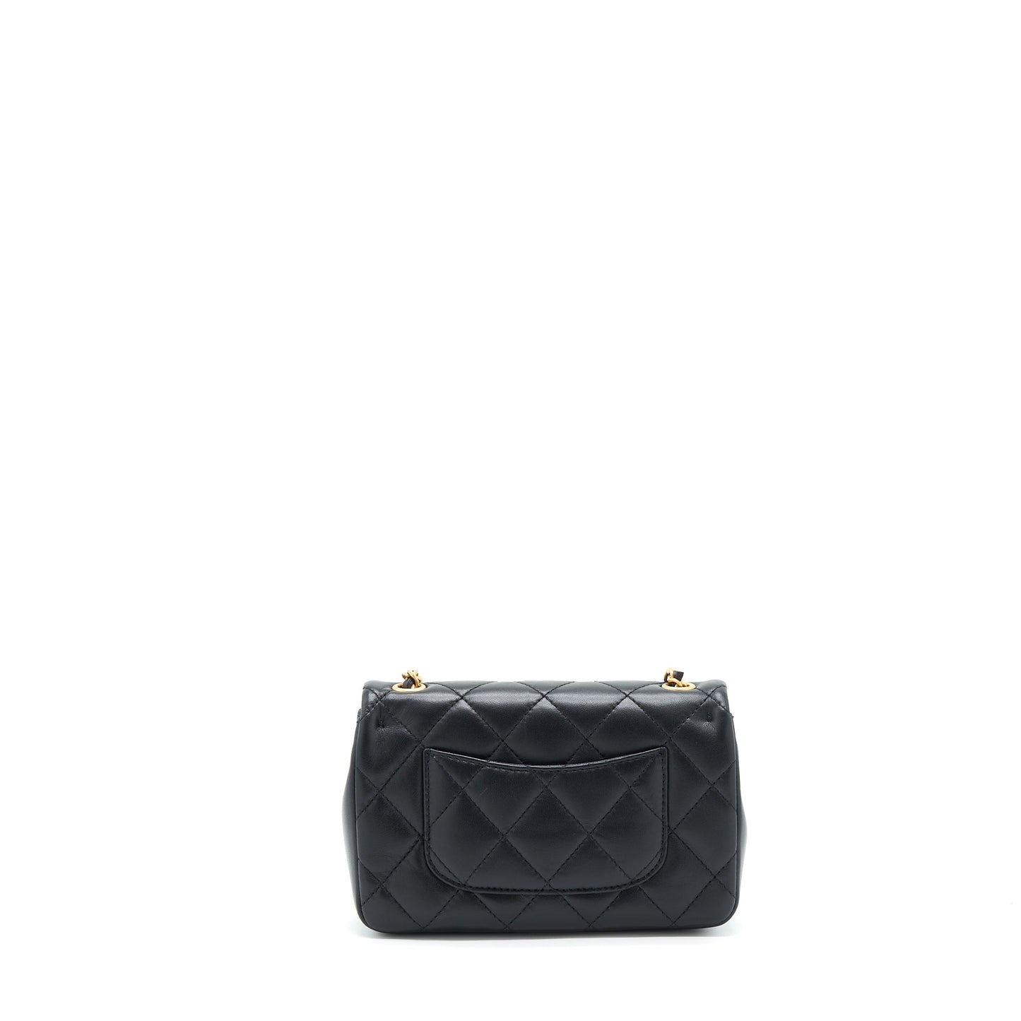 Chanel seasonal Mini Rectangular Flap Bag Heart Charm Chain Lambskin Black  (Microchip)