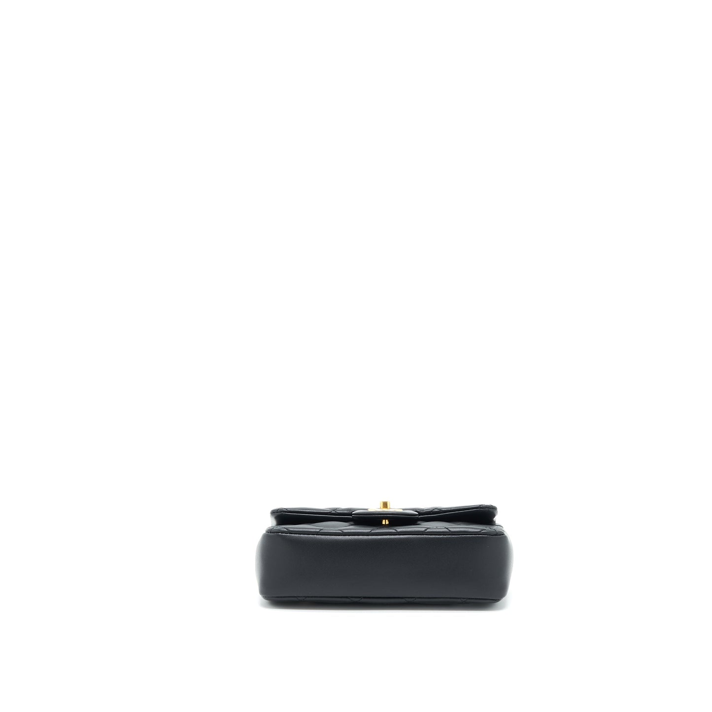 Chanel seasonal Mini Rectangular Flap Bag Heart Charm Chain Lambskin Black  (Microchip)