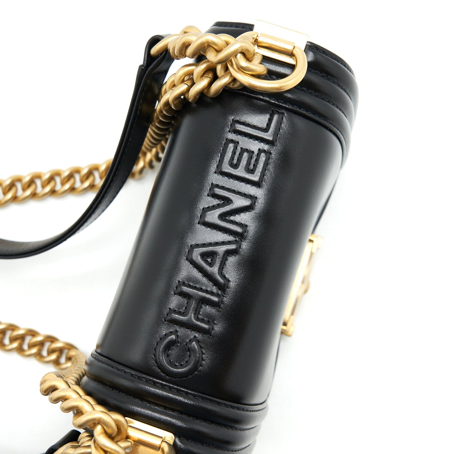 Chanel 22P Mini Boy chain handbag Calfskin black