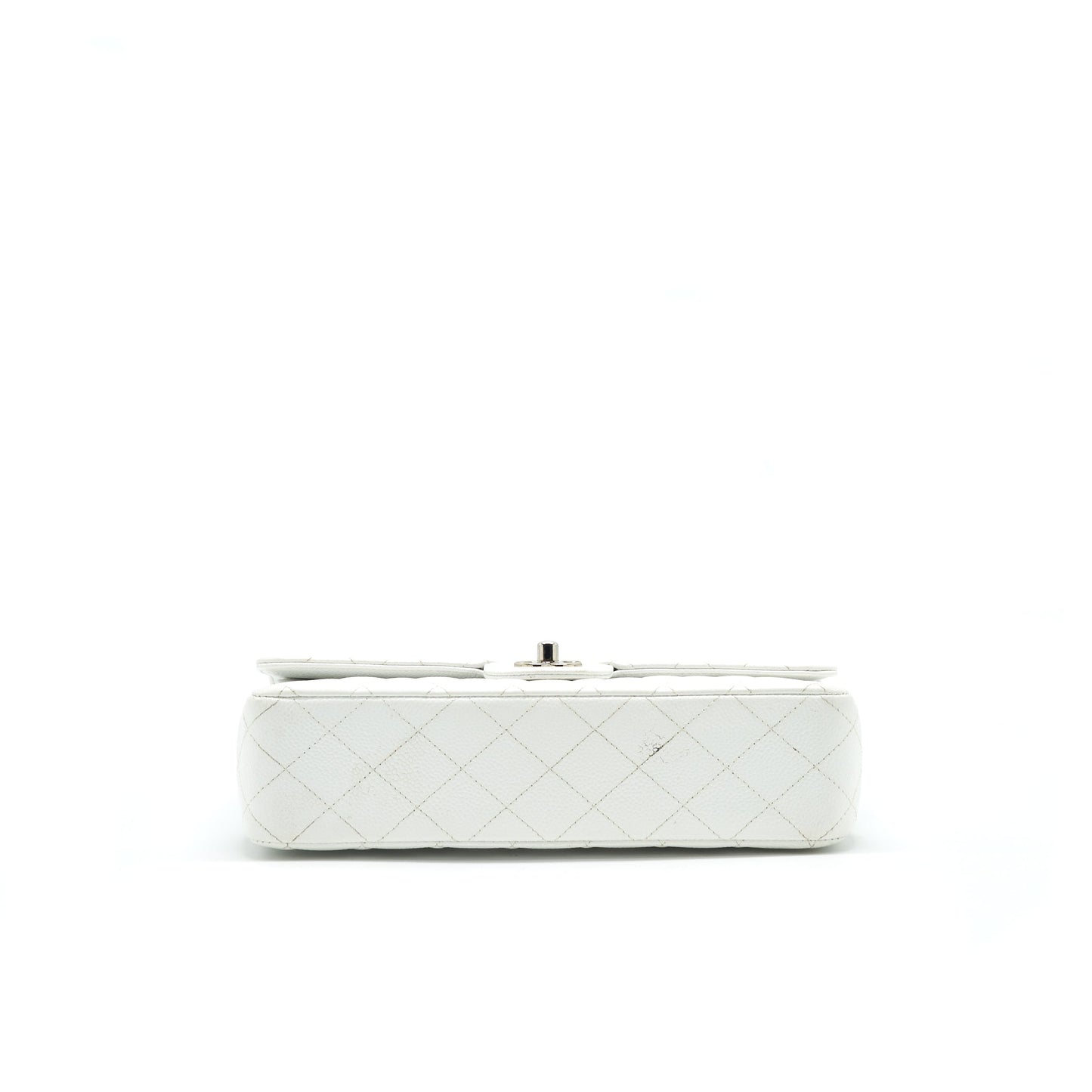 CHANEL MEDIUM CLASSIC DOUBLE FLAP BAG CAVIAR WHITE