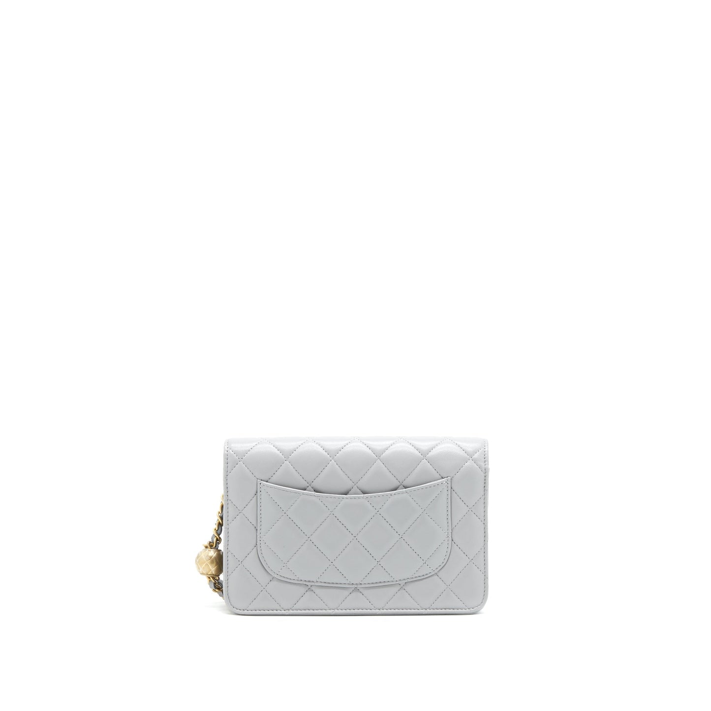 Chanel Pearl Crush Wallet On Chain Lambskin Grey