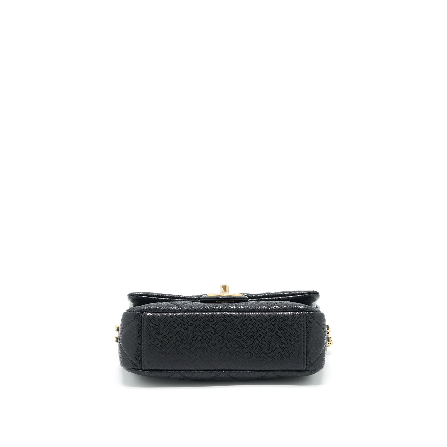 Chanel 22A Small Flap Bag With Button On Chains Caviar Black Brushed