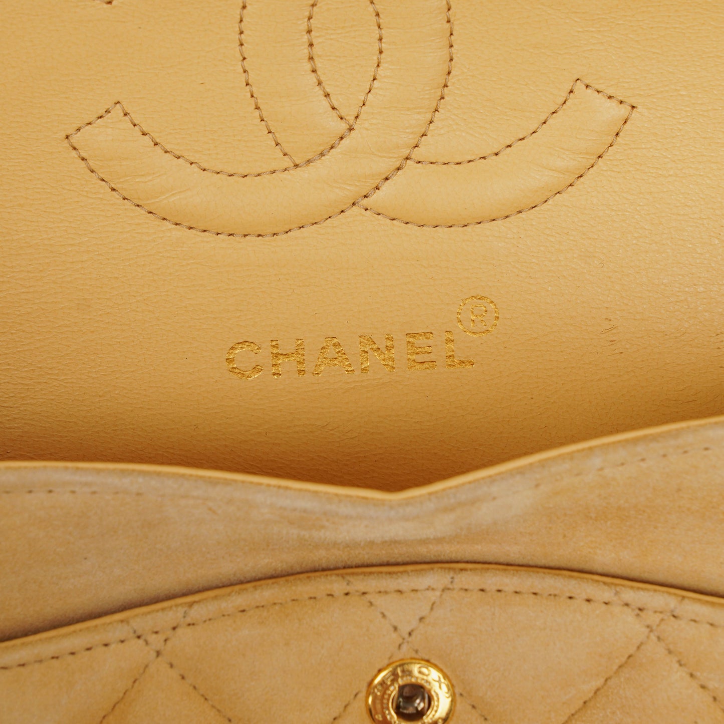 Chanel Medium Classic  Double Flap Bag Beige Suede 24K Gold-Plated Hardware