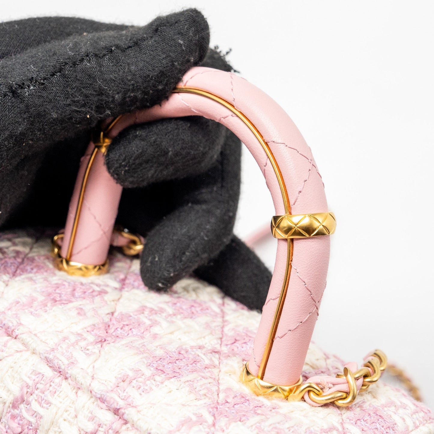 Chanel top handle vanity bag with chain tweed pink  (Microchip)