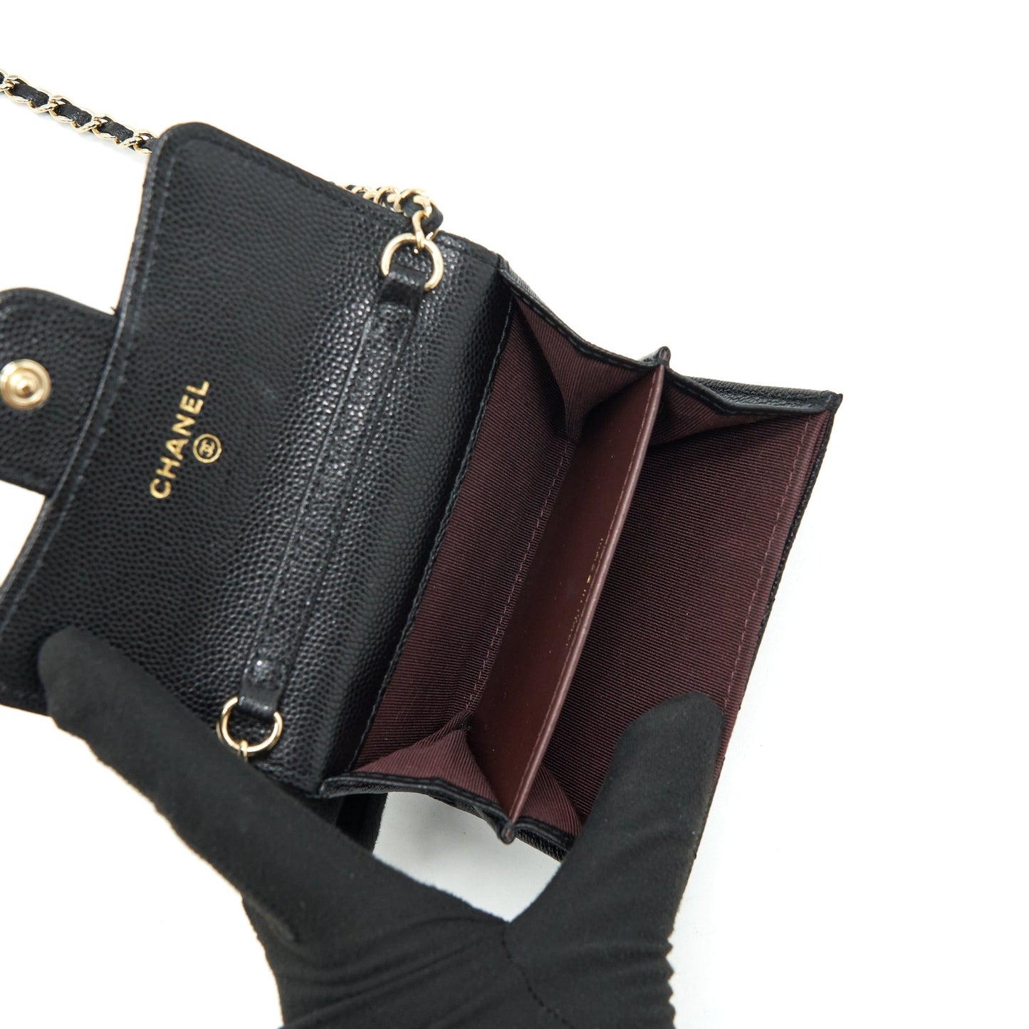 Chanel Classic Card holder with Chain Caviar black L