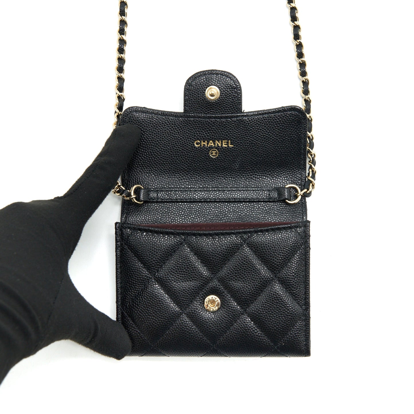 Chanel Classic Card holder with Chain Caviar black L