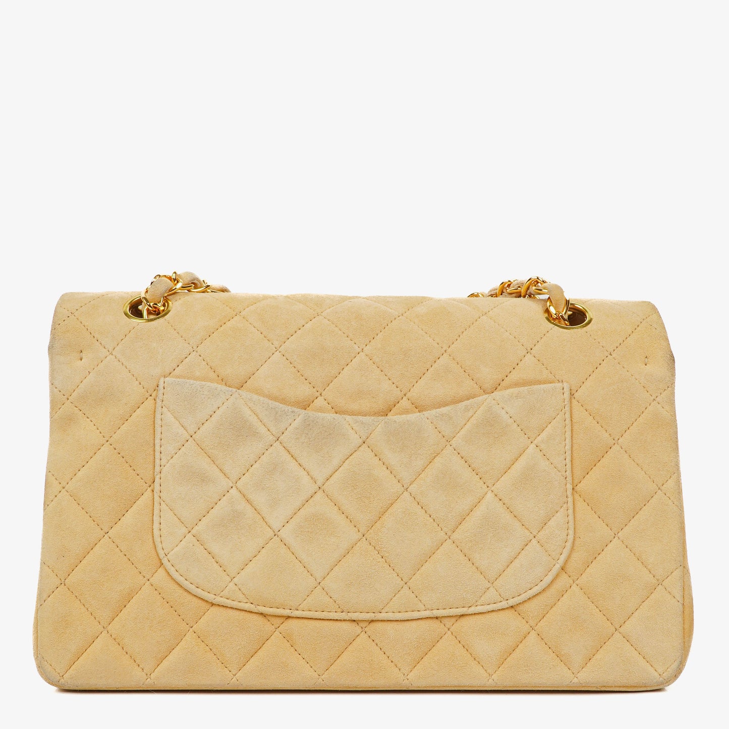 Chanel Medium Classic  Double Flap Bag Beige Suede 24K Gold-Plated Hardware