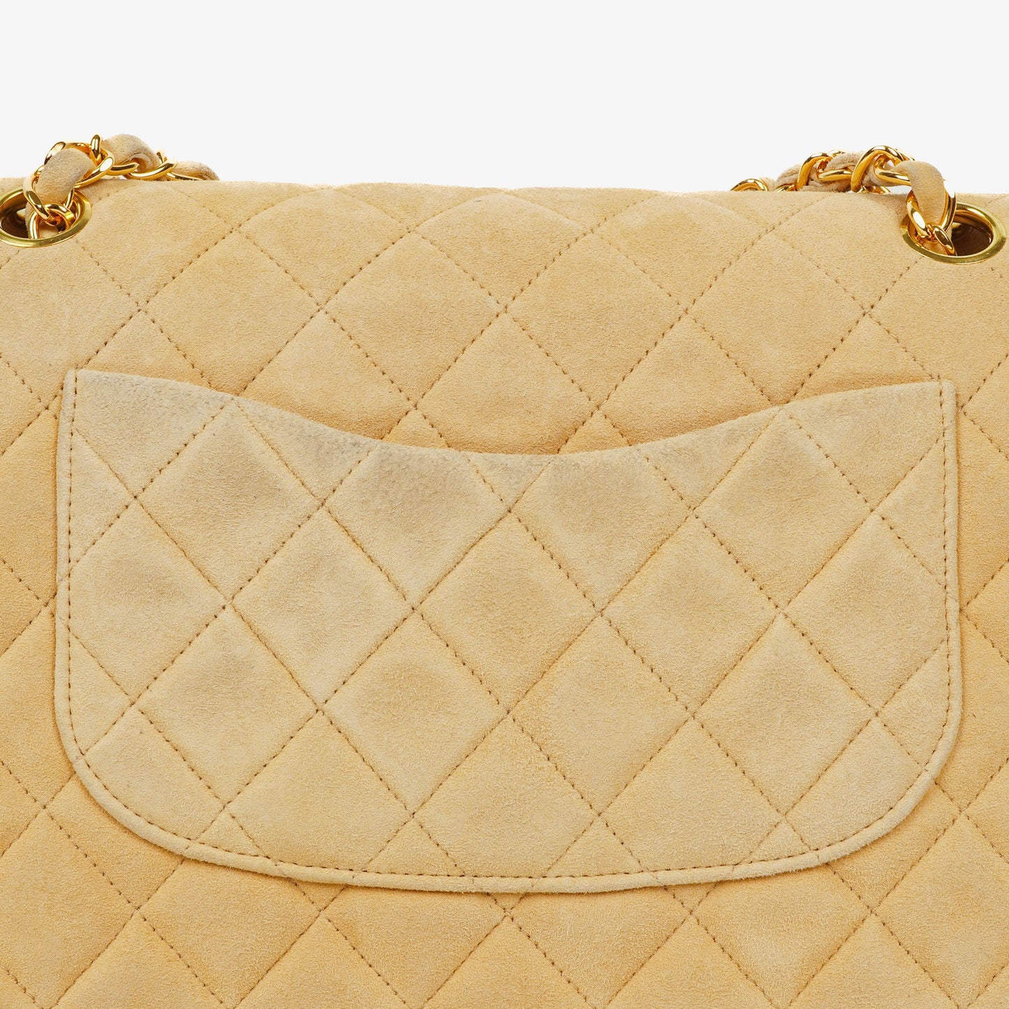 Chanel Medium Classic  Double Flap Bag Beige Suede 24K Gold-Plated Hardware