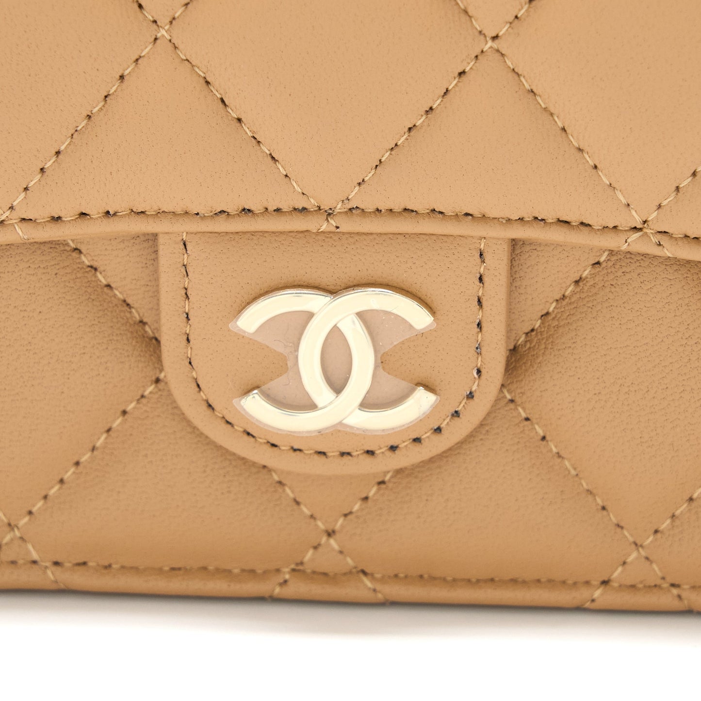 Chanel Top Handle Mini Flap Bag with Chain Lambskin Caramel L (Microchip)