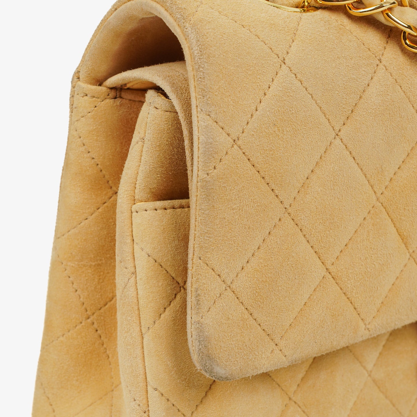 Chanel Medium Classic  Double Flap Bag Beige Suede 24K Gold-Plated Hardware