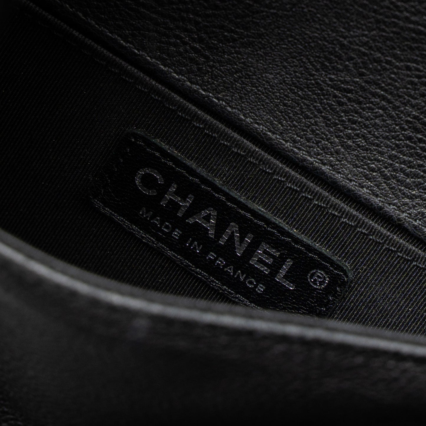 Chanel Medium Boy Bag Grained Calfskin Black Ruthenium Hardware