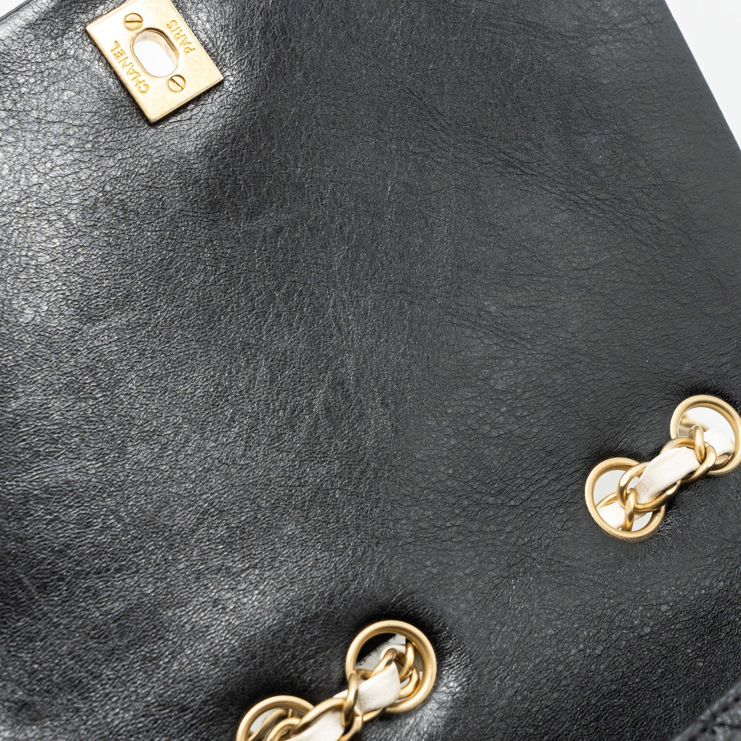 Chanel Quilted Flap Bag Lambskin White/ Black