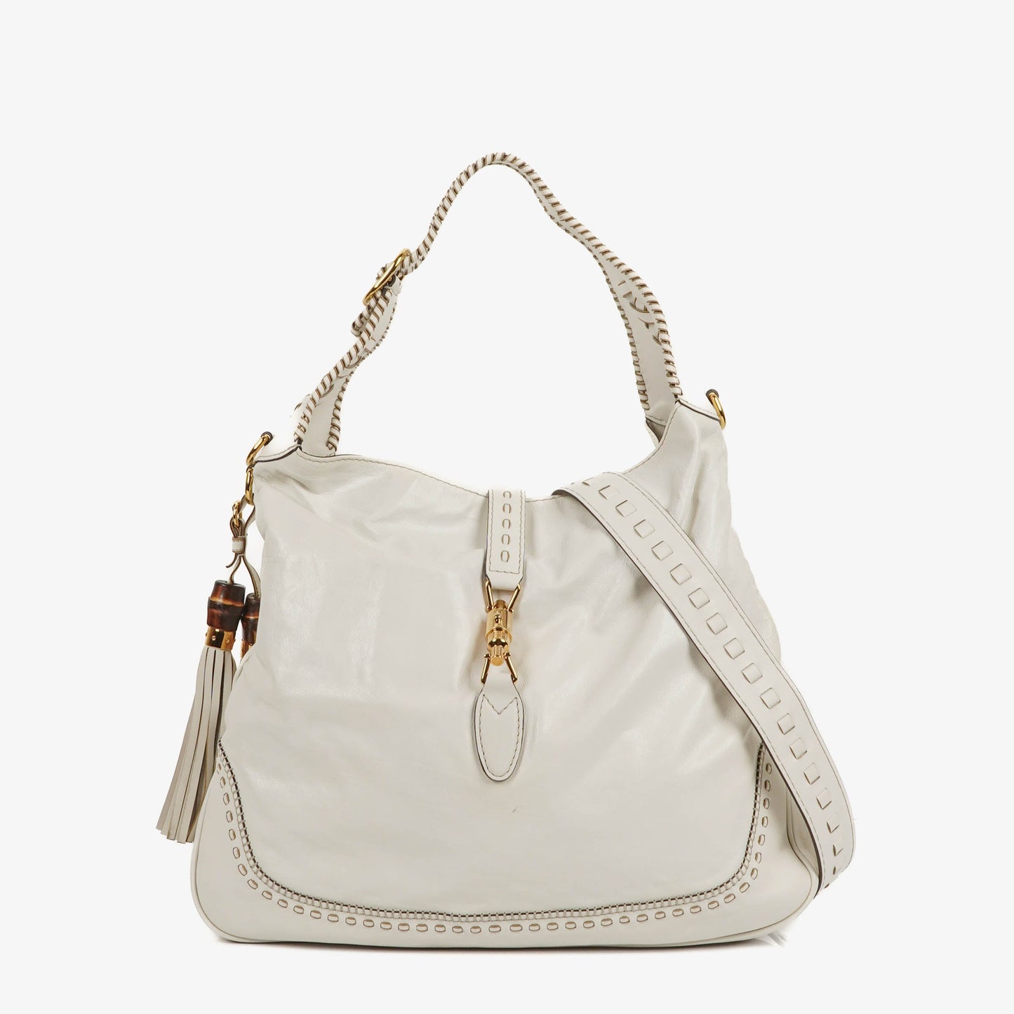Gucci Jackie Leather Bamboo Tassel Hobo Bag