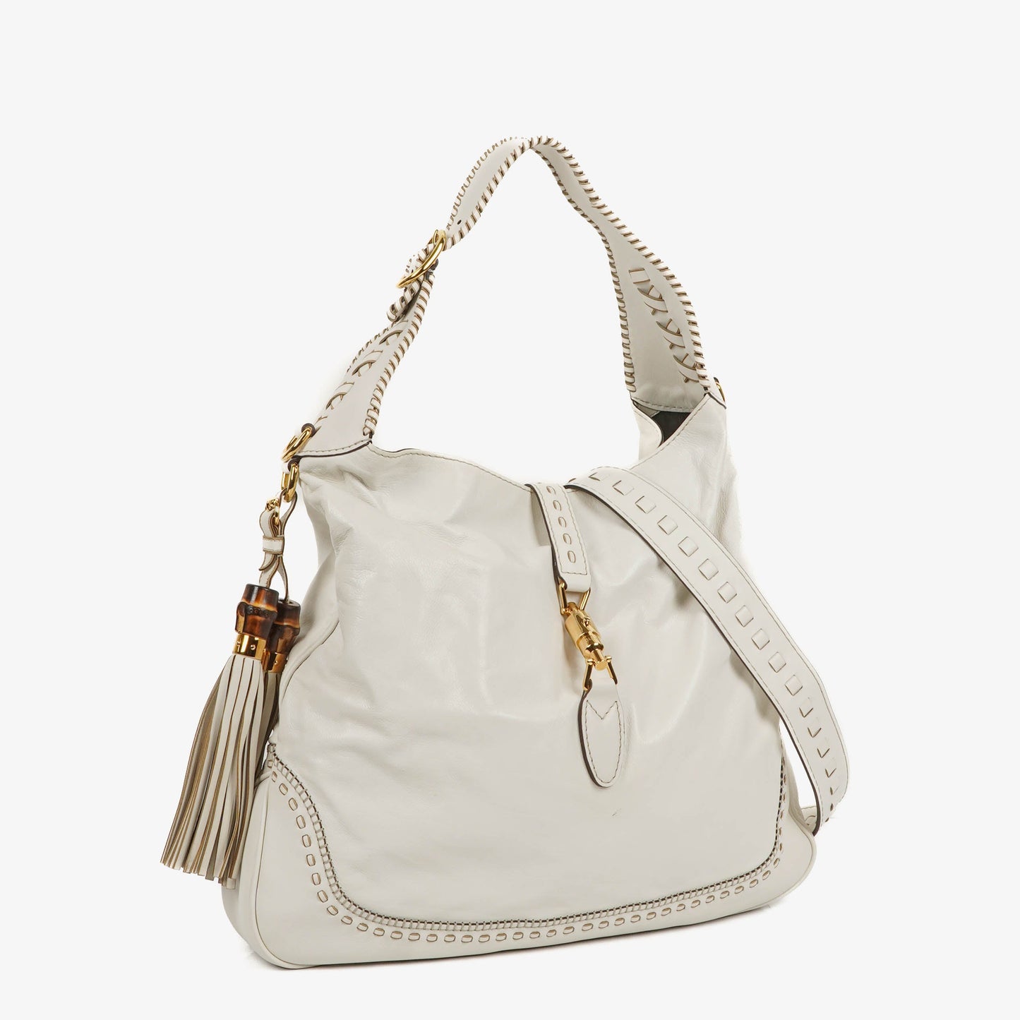 Gucci Jackie Leather Bamboo Tassel Hobo Bag