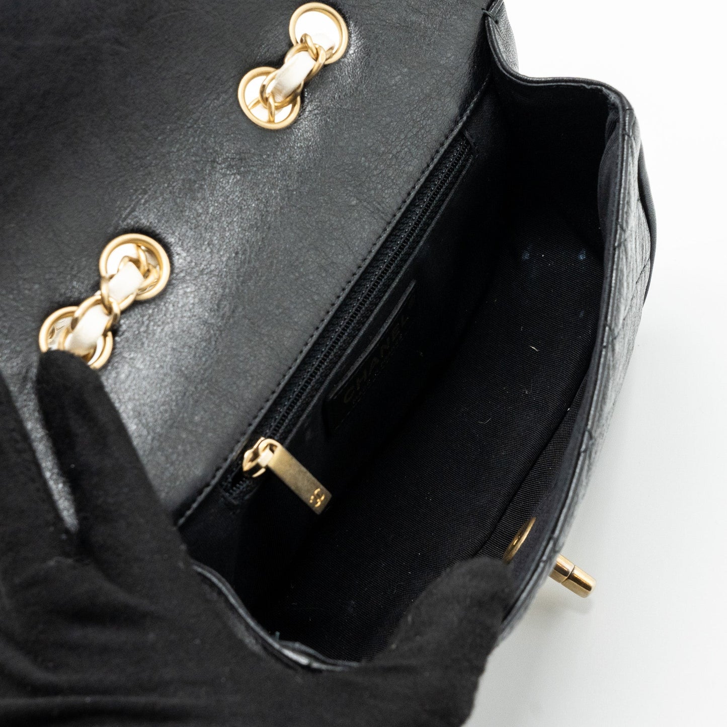 Chanel Quilted Flap Bag Lambskin White/ Black