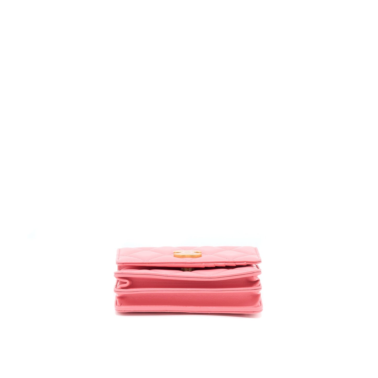 Chanel 22P Seasonal Mini Square Wallet On Chain Lambskin Pink