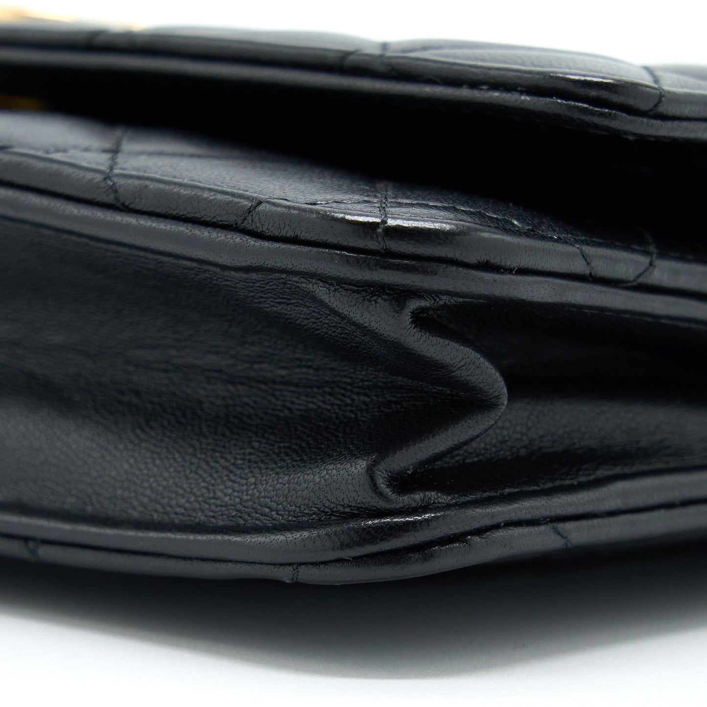 Chanel Detailed Top Handle Wallet on Chain Lambskin Black Brushed  (Microchip)