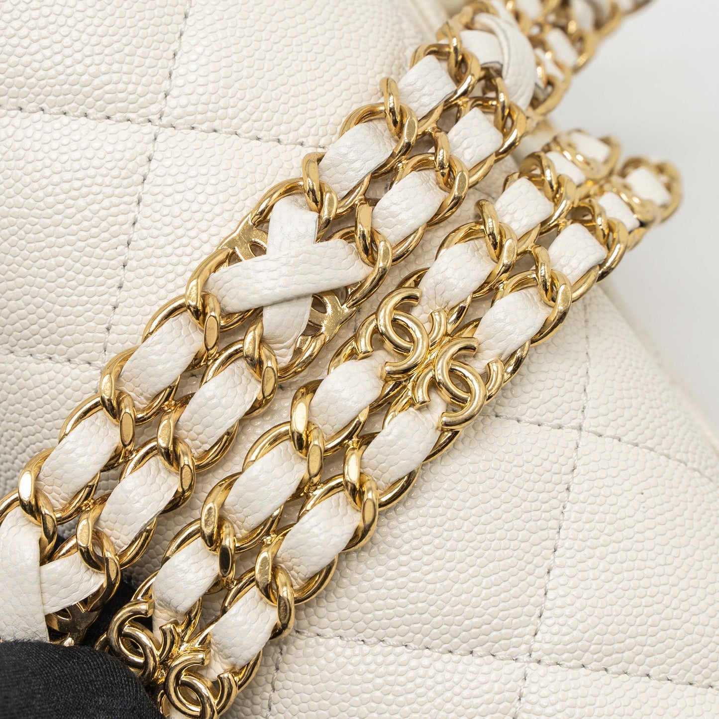 Chanel 21K Coco First Caviar White Brushed  (Microchip)