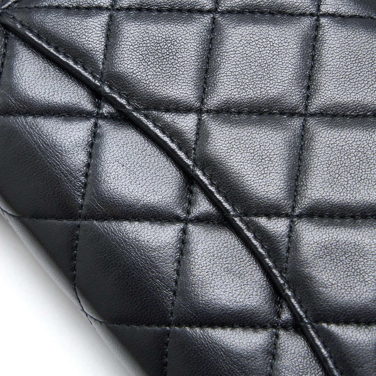 Chanel Detailed Top Handle Wallet on Chain Lambskin Black Brushed  (Microchip)