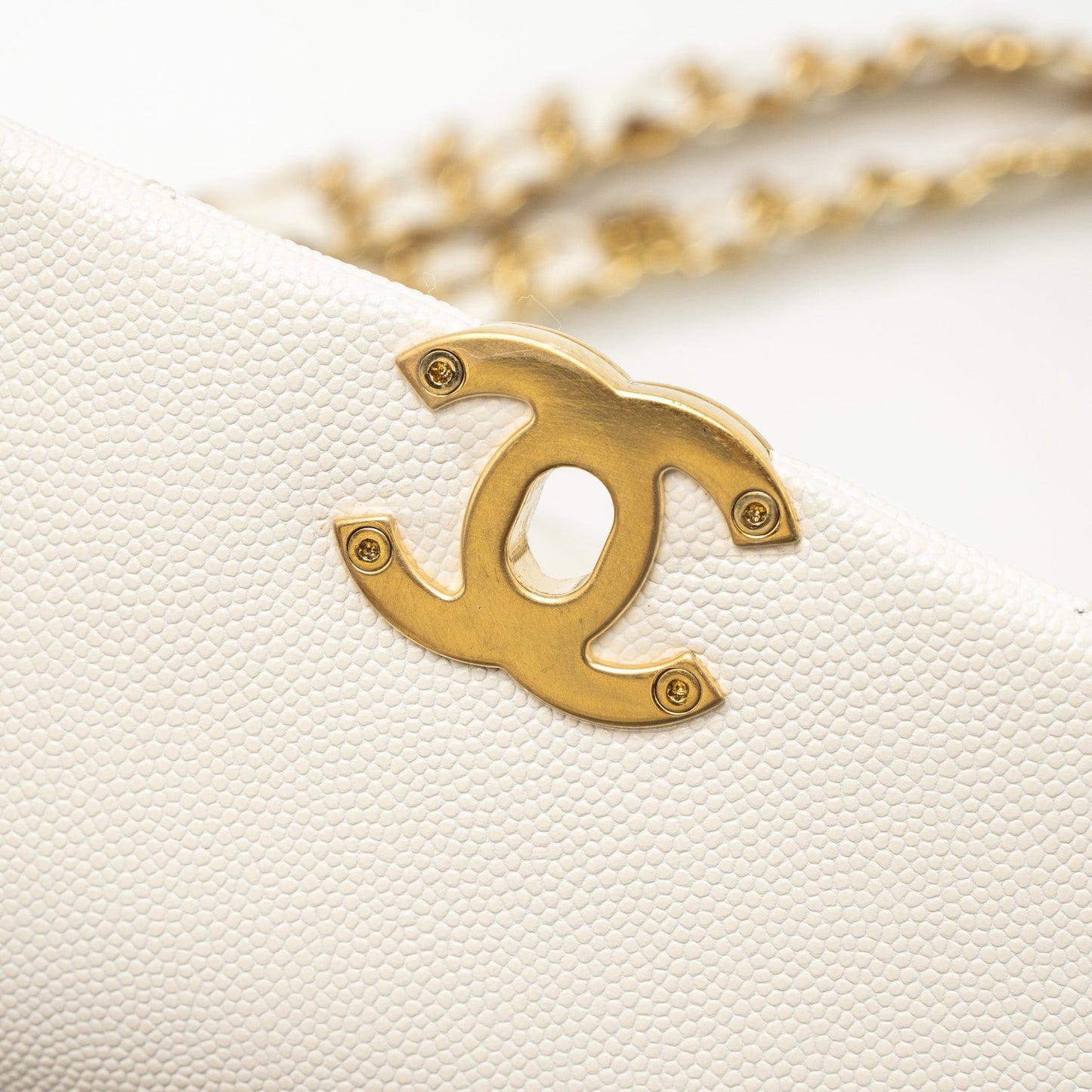 Chanel 21K Coco First Caviar White Brushed  (Microchip)