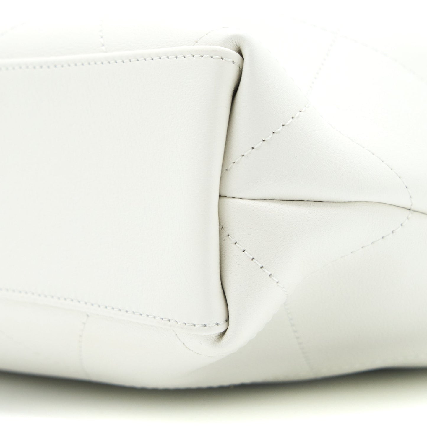 Chanel Tote Bag Quilted Calfskin White Brushed