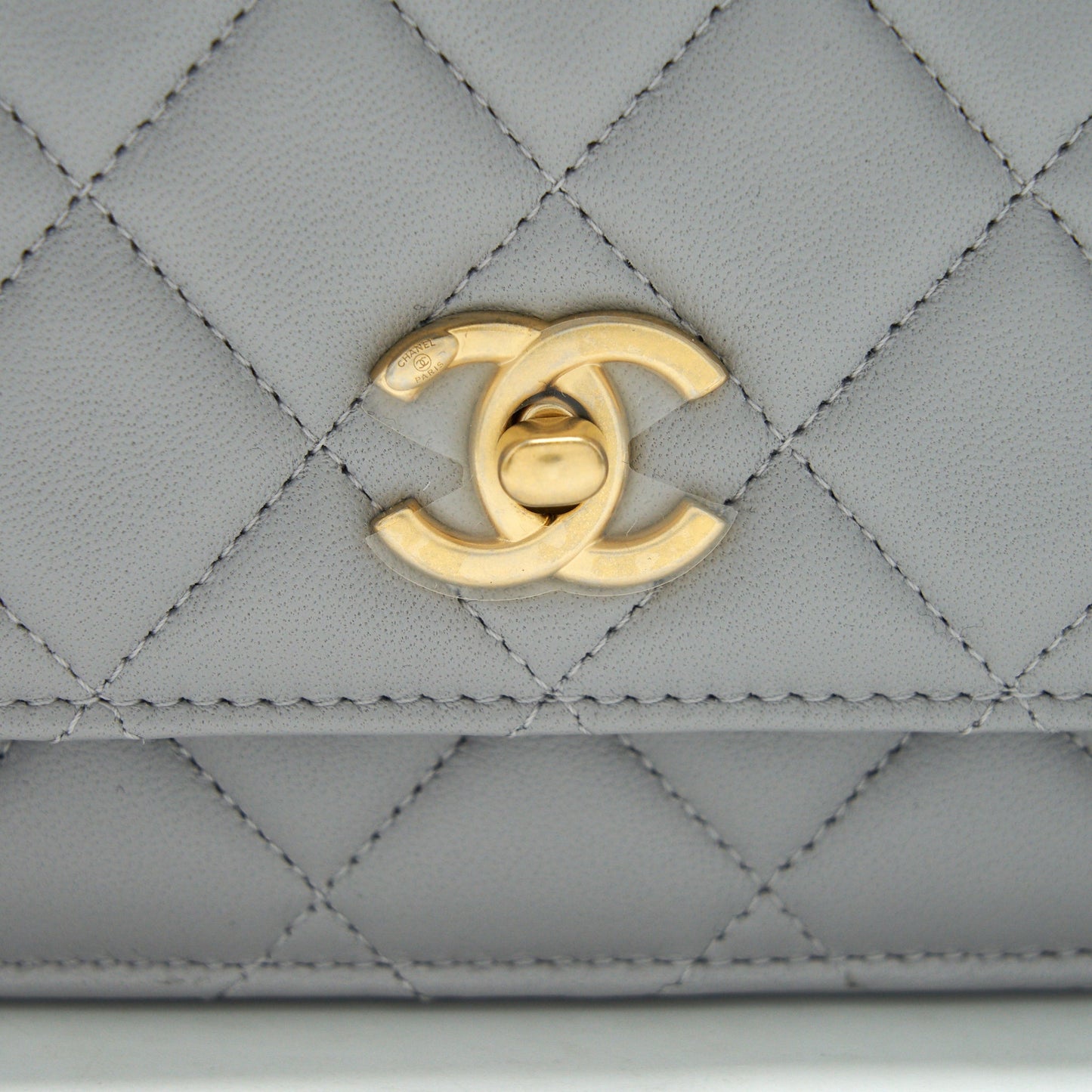 Chanel Pearl Crush Wallet On Chain Lambskin Grey