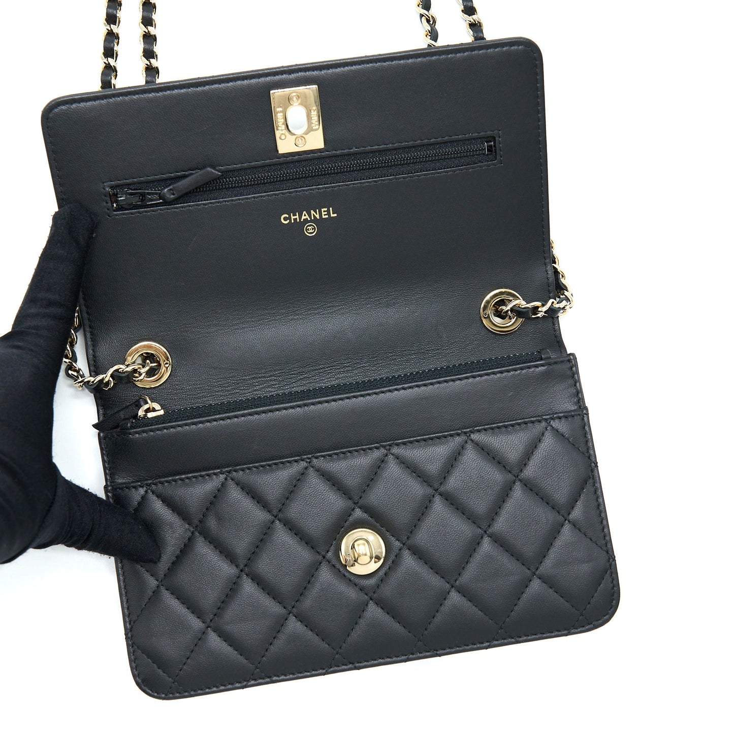 Chanel Trendy CC Wallet On Chain Lambskin Black
