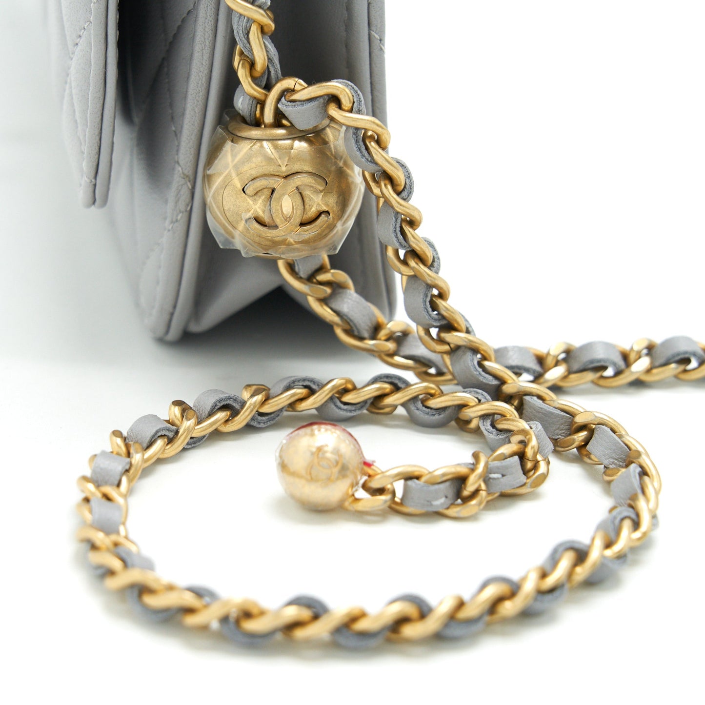 Chanel Pearl Crush Wallet On Chain Lambskin Grey