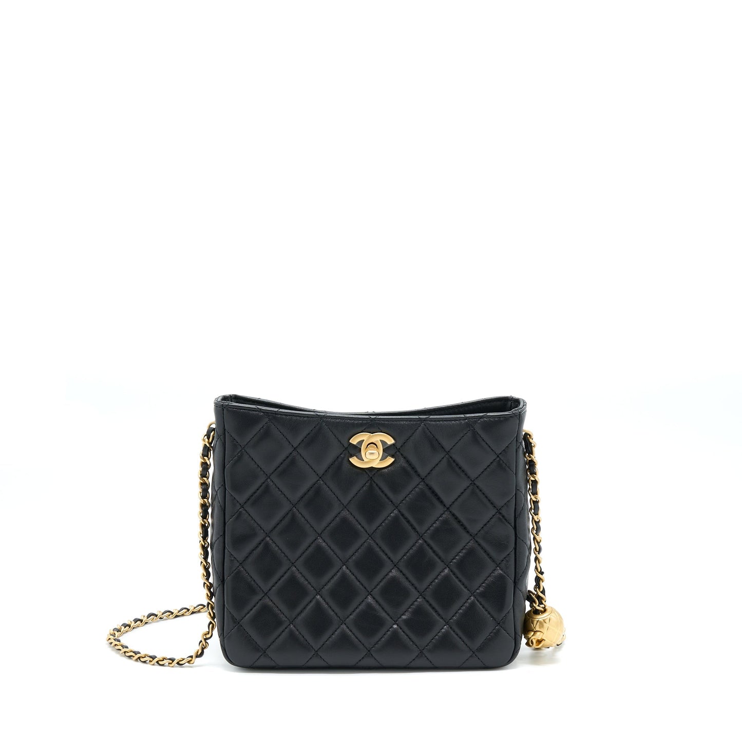Chanel 22B Pearl Crush Hobo Bag Lambskin Black With  (Microchip)