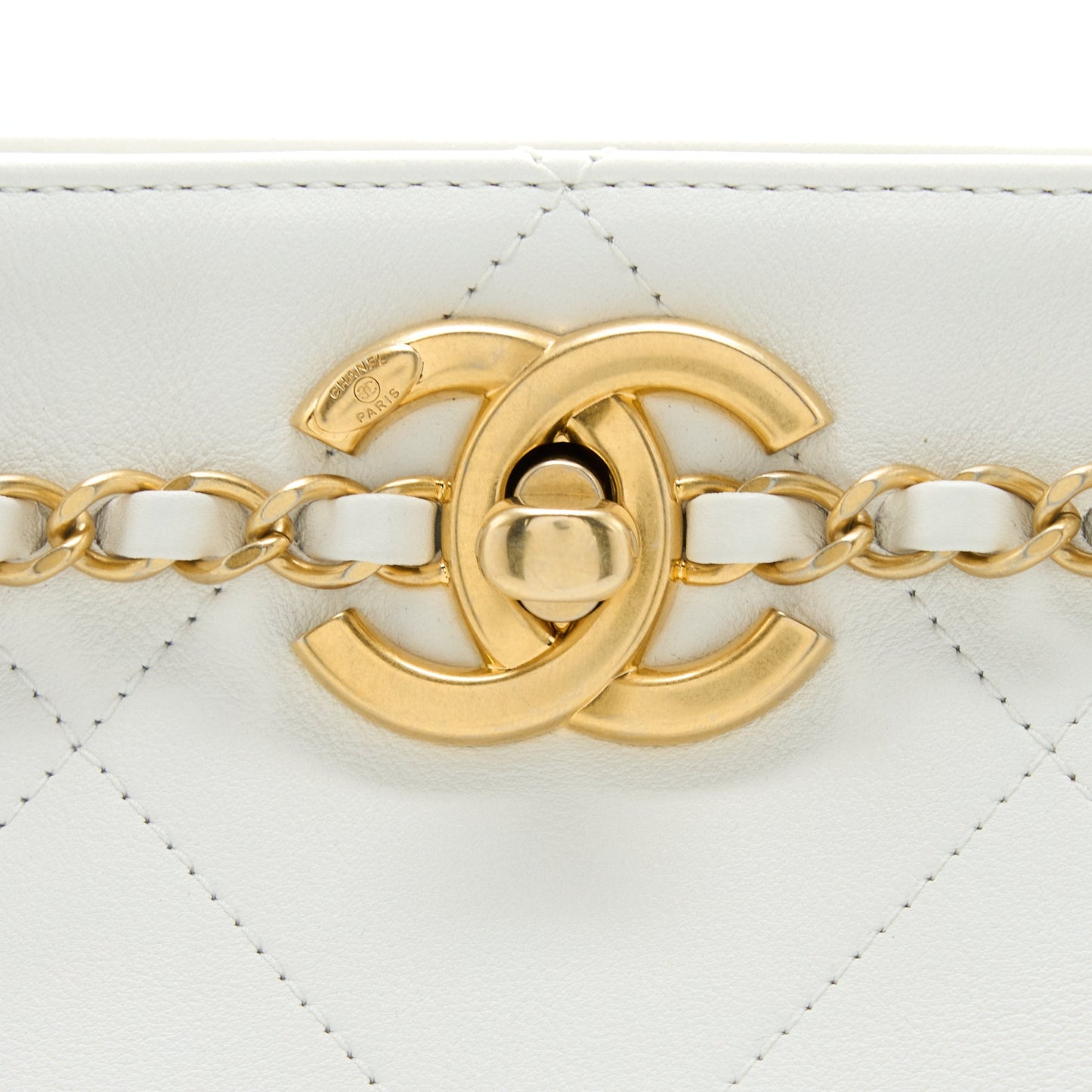 Chanel Tote Bag Quilted Calfskin White Brushed
