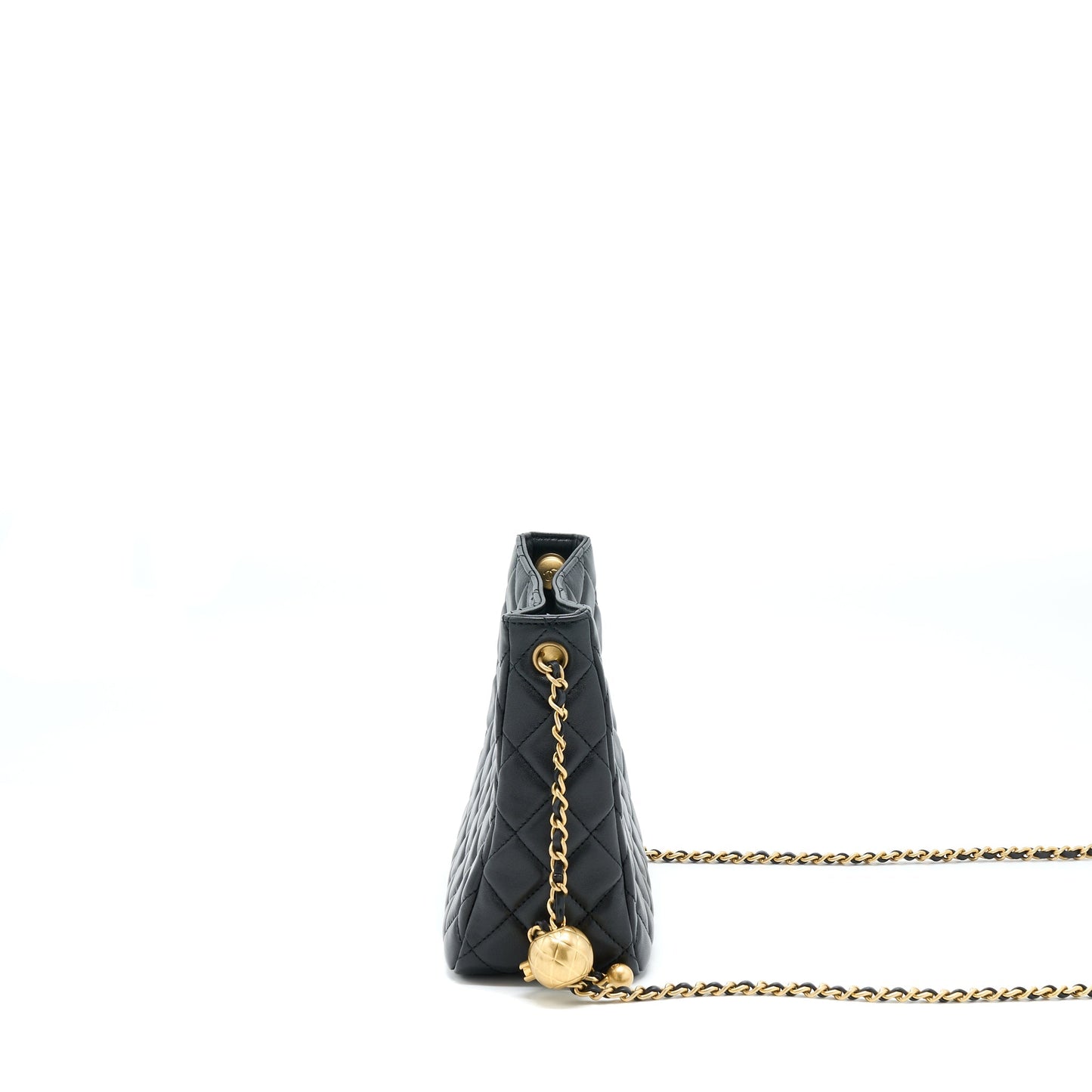 Chanel 22B Pearl Crush Hobo Bag Lambskin Black With  (Microchip)