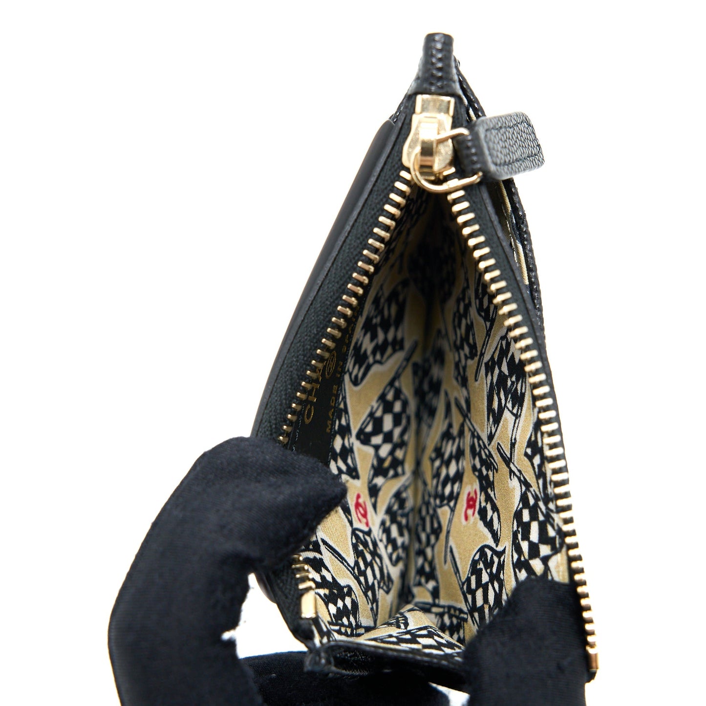 Chanel 23C Zipper Card Holder Caviar Black L (Microchip)
