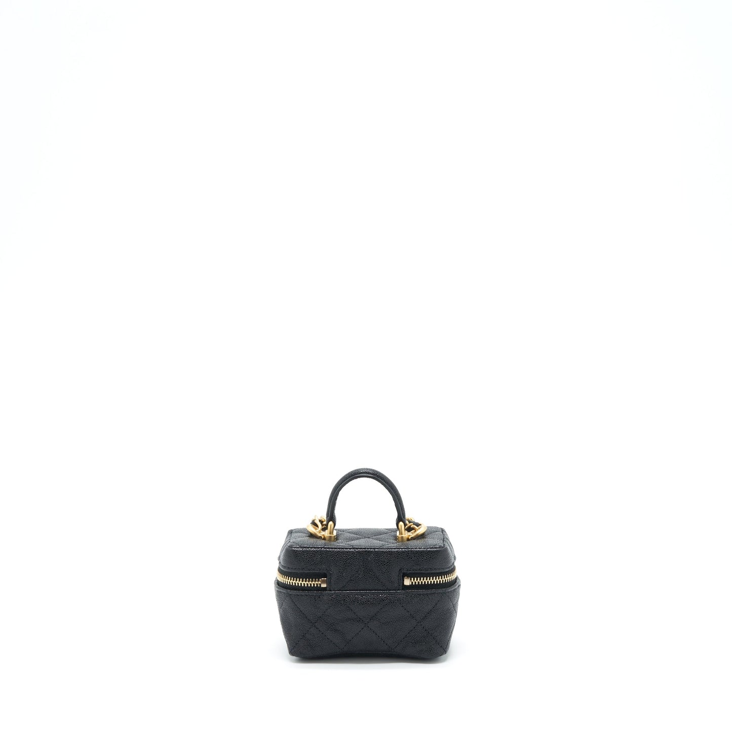 Chanel top handle mini vanity with chain grained calfskin black with